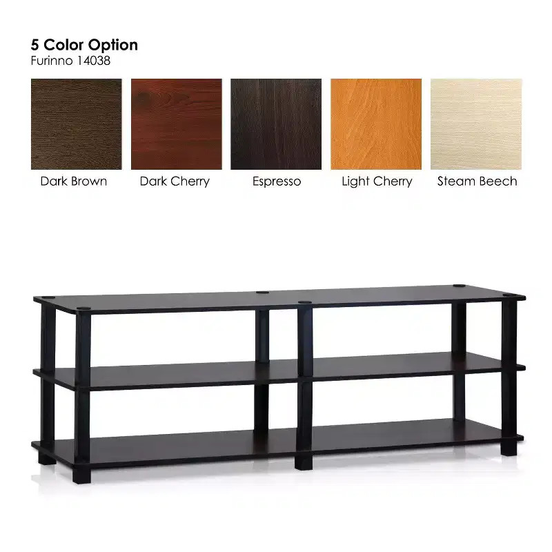Furinno Modern 3-Tier TV Stand Console Table Media Entertainment Center w/Open Storage Shelf,Dark Cherry/Black