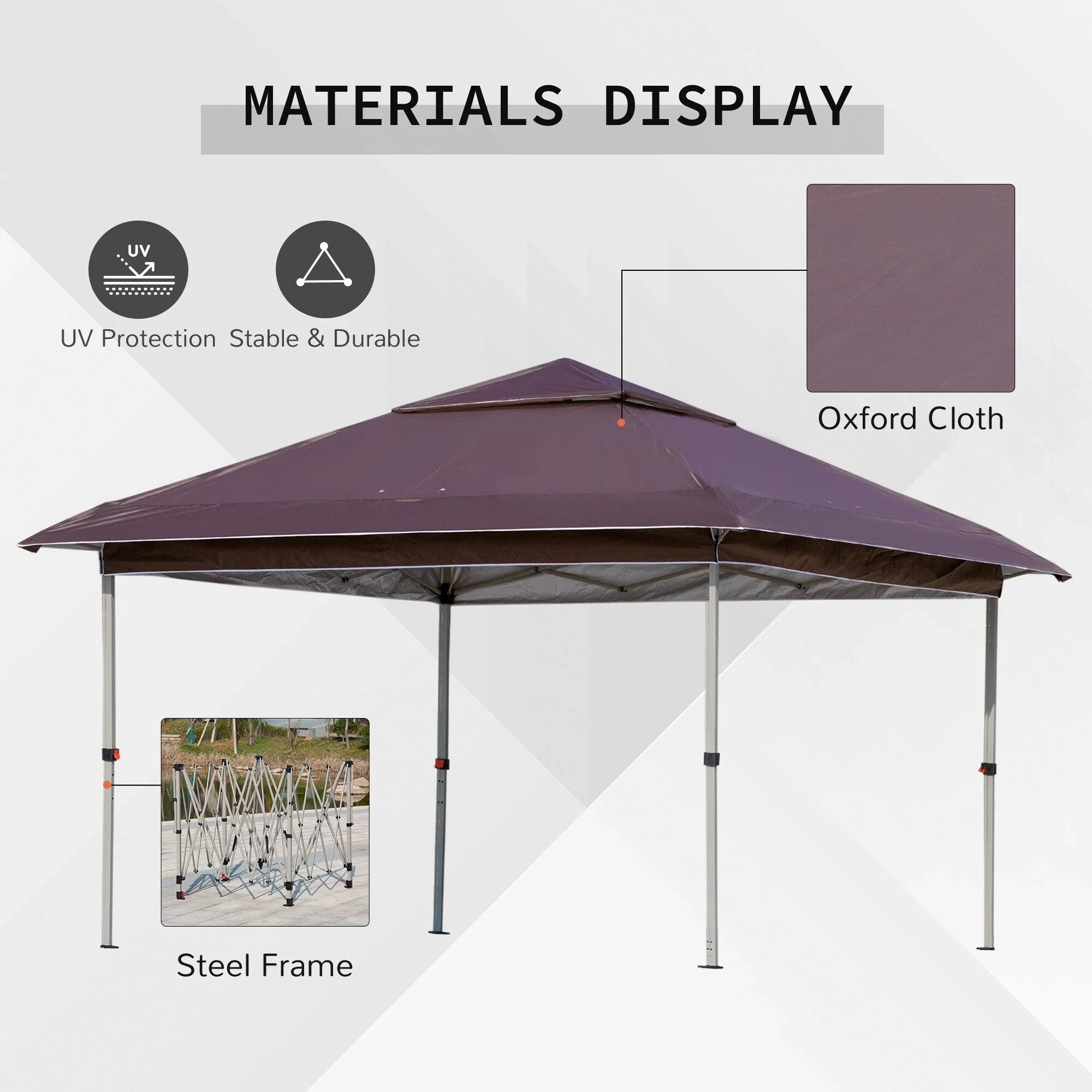 Outsunny 12 x 12 Pop Up Canopy Sun Shade Instant Tent Folding with Mesh Sidewall Netting, 3-Level Adjustable Height