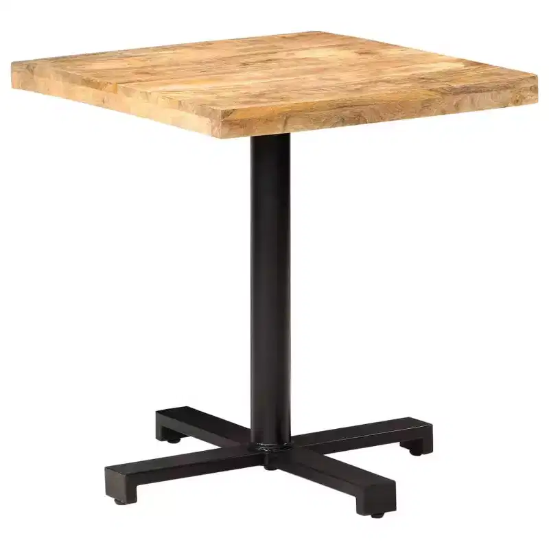 vidaXL Rough Mango Wood Bistro Table  Rustic-Style Square Table with Black Iron Base  for Indoor or Outdoor Use  Durable, Unique and Versatile