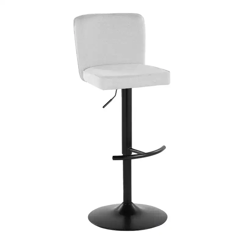 LumiSource Set of 2 Henry Adjustable Barstools Black Metal/White Fabric