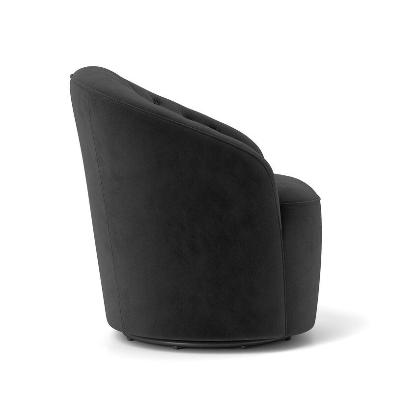 SEYNAR Modern Velvet Upholstered 360 Degree Swivel Barrel Chair with Button Tufted Back Set of 2