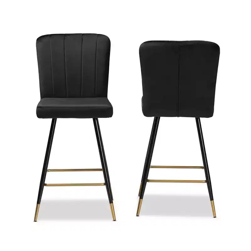 2pc Preston Two-Tone and Metal Bar Stool Set - Baxton Studio