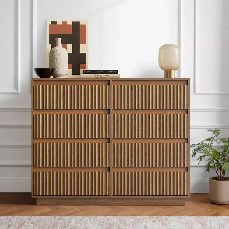 8-Drawer Dresser 52W Double Dresser With Waveform Fluted Panel