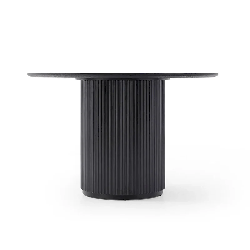 Black Round Dining Table with MDF Pedestal Base
