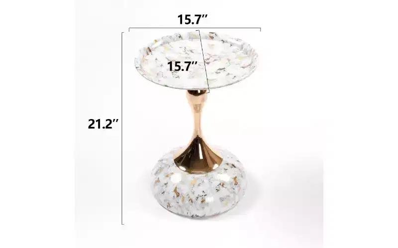 Mermaid Tail Pedestal Round Side Table, Anti-Rust Metal Tray Top Small Coffee Table, Versatile Accent Table, End Table for Living Room
