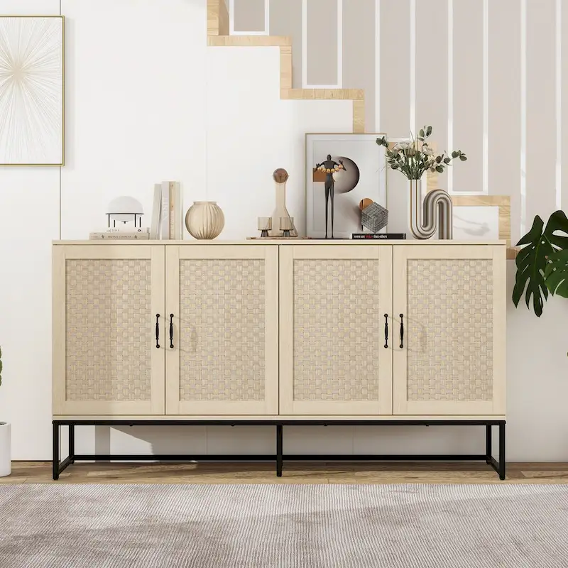 Wooden Tall 4 Drawer Dresser,Chest of Drawers with 4 Metal Legs, Anti-Tipping Device for Bedroom,Living Room
