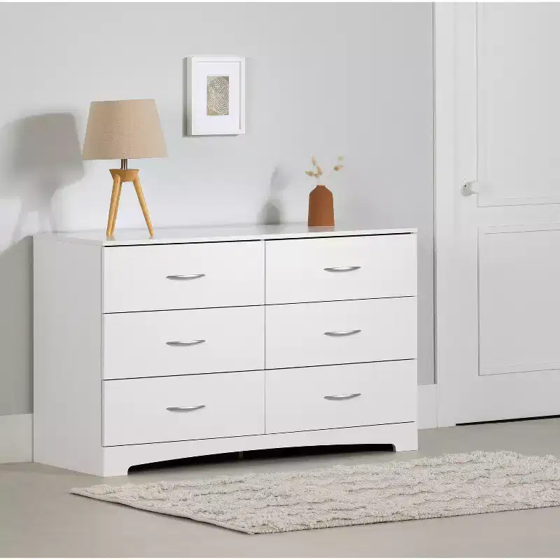 HomeStock 6.5 in.H Particle Board Horizontal Dressers with 6 - Drawers in White Finish