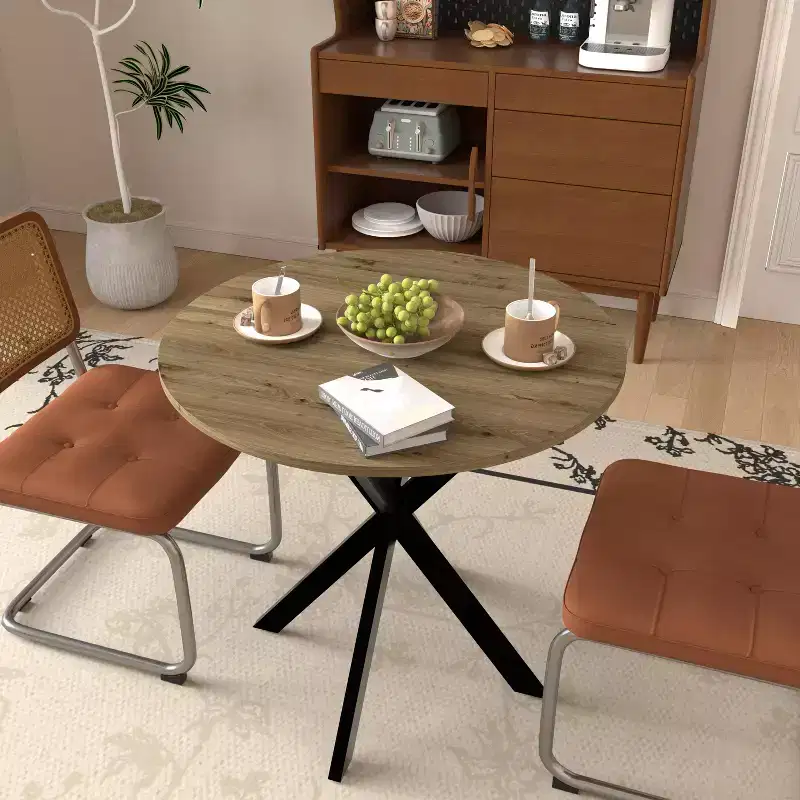 Okak 31.5IN Modern Round Dining Table for 2-4 Person, Kitchen Table with Metal Legs, Round Table for Dining Room, Living Room