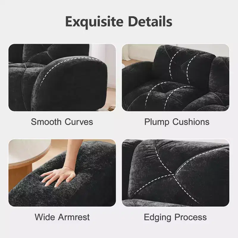 Clihome 2-Seater Tufted Sofa Couches with boneless Sofa,Soft Velvet Fabric,Bottom Anti-Slip Design,32D High Density Sponge,Ergonomic Design Bottom