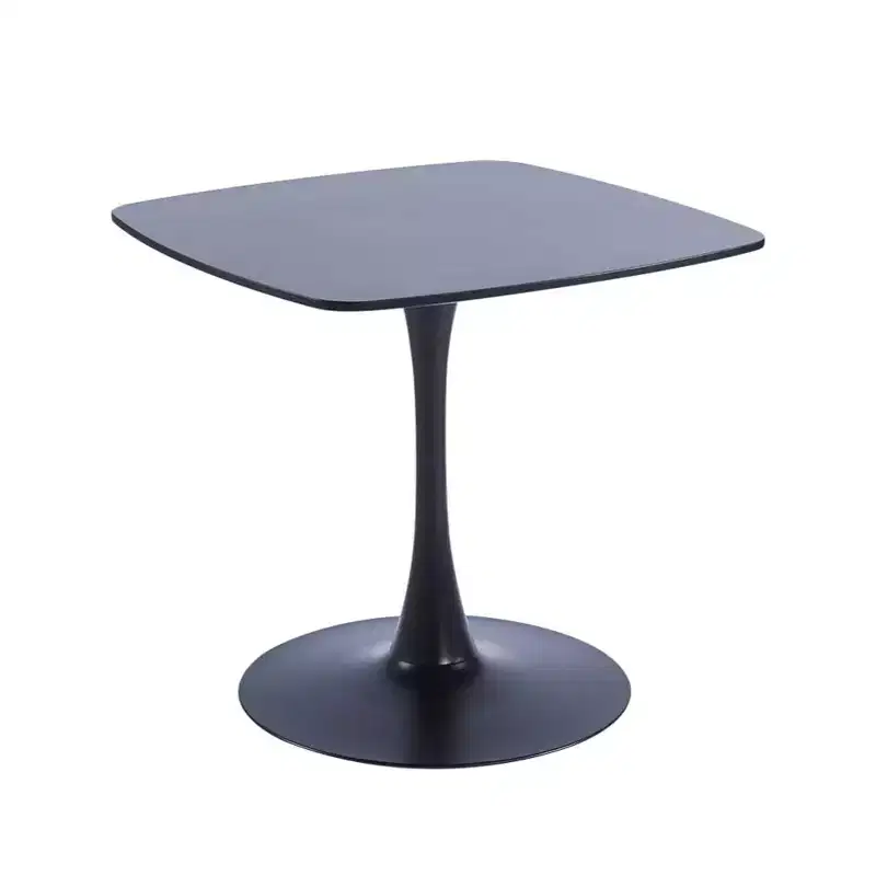 31.5 Inch Black Square Tulip Dining Table, Mid Century Modern Small Space Kitchen Table with Metal Pedestal Base