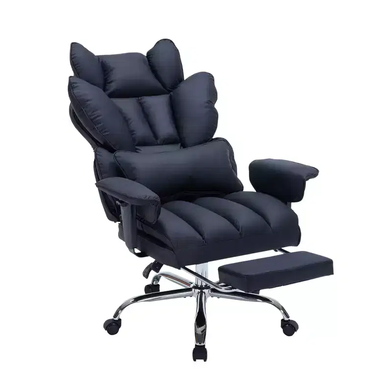 Big and Tall Office Chair w/Footrest, High Back Executive Desk Chair, 155ReclineLumbar Support Pillow, Faux Leather Gaming Chairs for Home