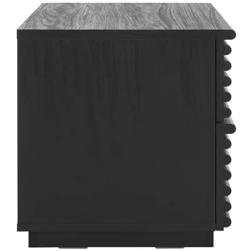 2-Drawer Nightstand with Reeded Wood Detail & Tapered Legs, Walnut Finish