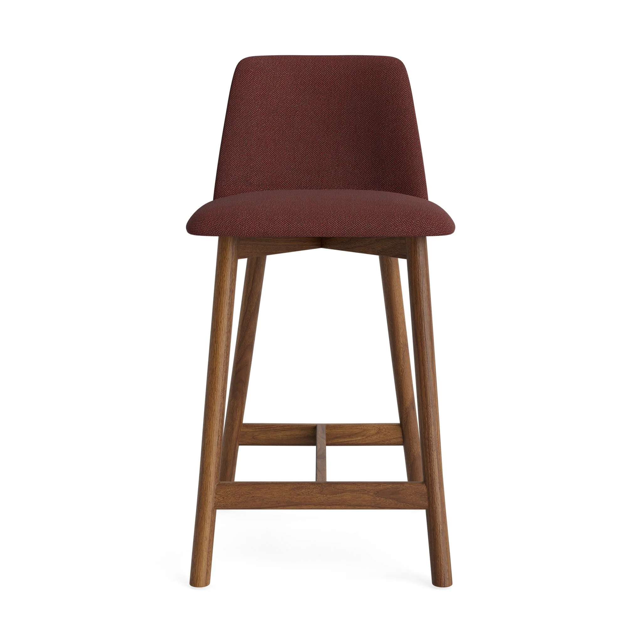 Modern Charcoal Fabric Counter Stool with Walnut Wood Legs for Dining Room