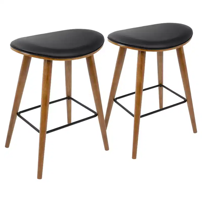Set of 2 26 Saddle Counter Height Barstools with Faux Leather - LumiSource