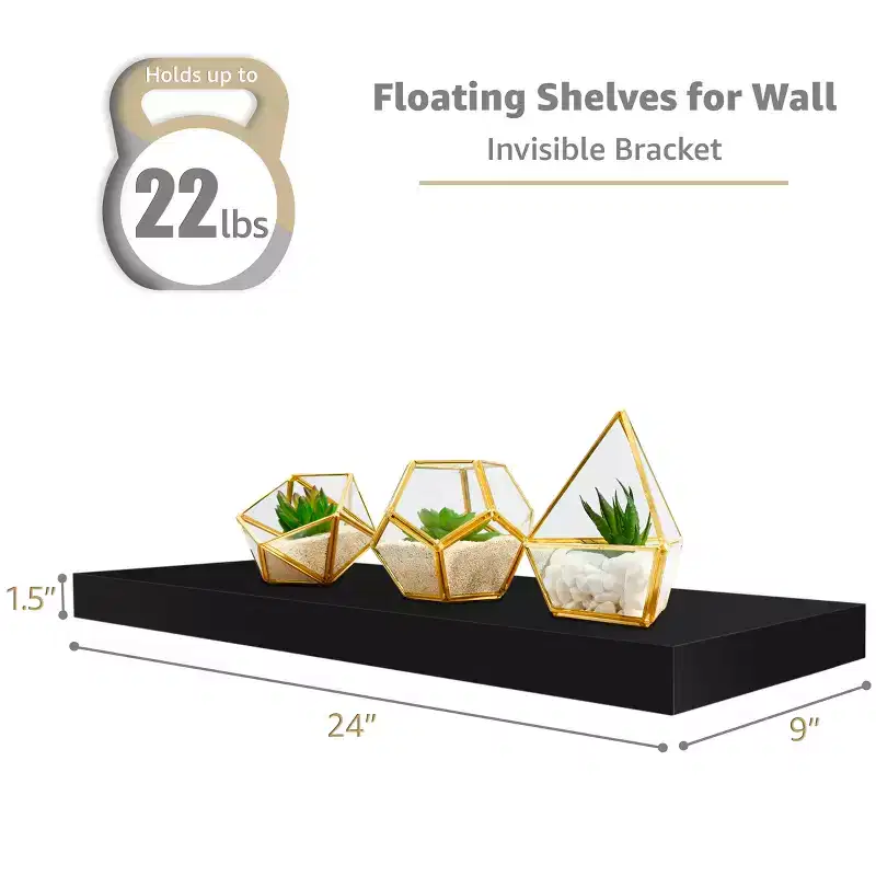 Sorbus 24 x 9 Inch 4 Pack Wall Mounted Floating Wood Shelves - for Bedroom, Kitchen, Living Room, Bathroom