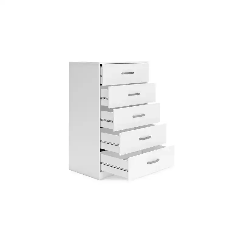 5-Drawer Chest of Drawers - White Matte, Ball-Bearing Glides