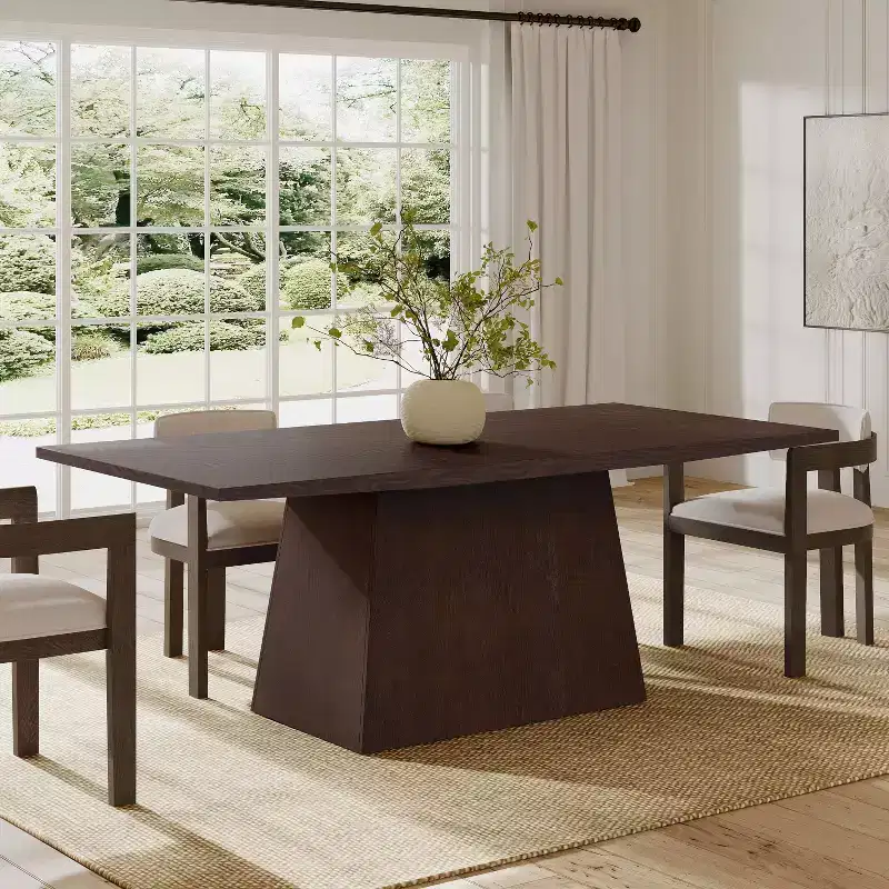 Farmhouse Oversized Pedestal Dining Table - Seats 6-8, Solid Wood & MDF, 82