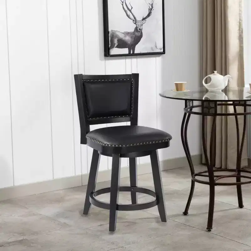 Boraam Broadmoor Counter Height Barstool Swivel Stool Black Finish