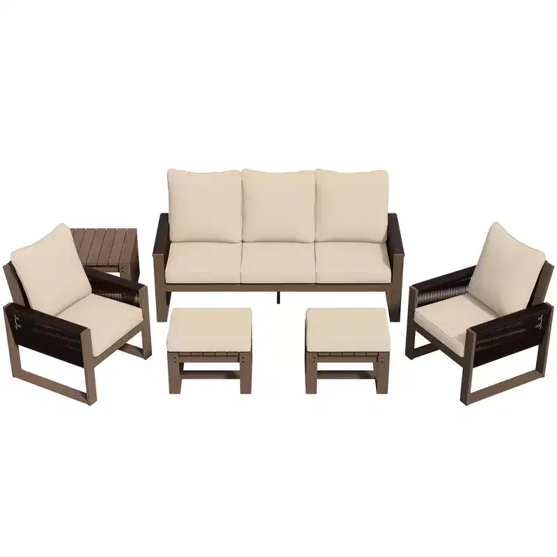 UPTIOT Premium Outdoor Sofa Set with Hemlock Wood & All-Weather Comfort