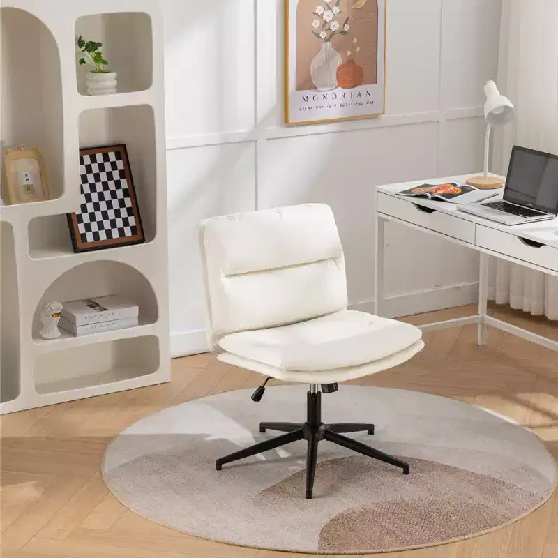 Okak Height-Adjustable Office Chair, Extra-Wide Swivel Chair with Cushioned Seat and Back, Computer Chair for Office, Vanity Room