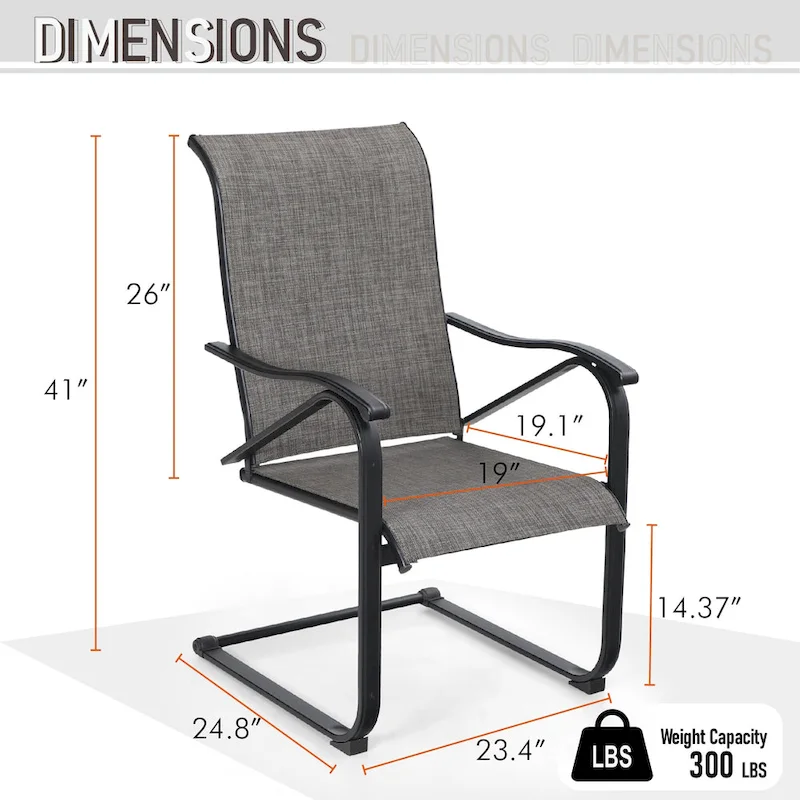 9-Piece Dining Set, 1 Extendable MetalTable and 8 Spring Motion Textilene Chairs