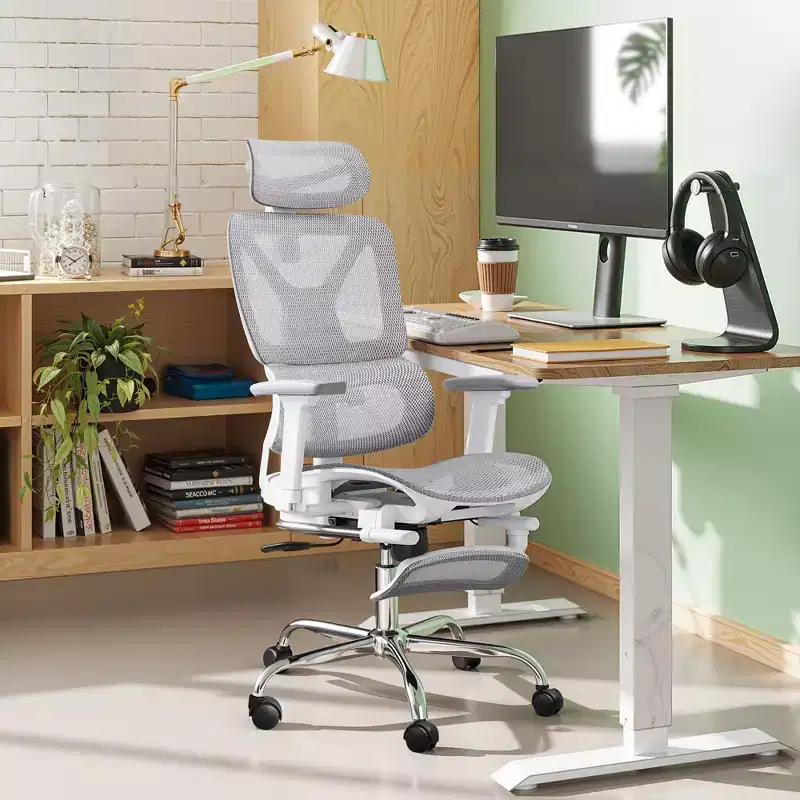 GALAXHERO Ergonomic Mesh Office Chair, Heavy Duty High Back Reclining Swivel Chair, Home Chair with Lumbar Support, SGS Class 4 Gas Lift,White