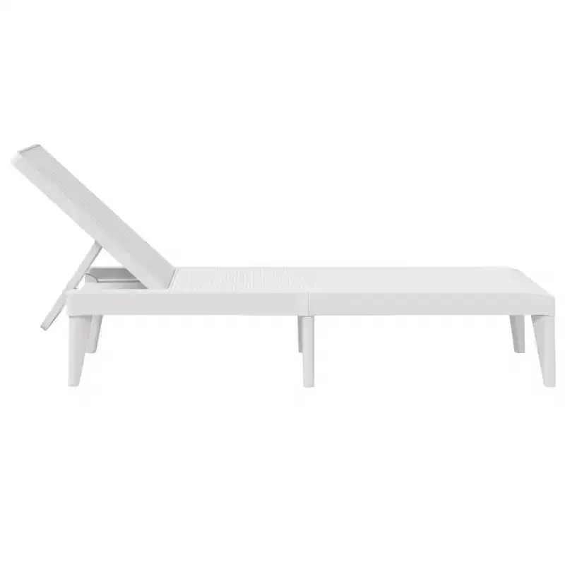vidaXL Sun Lounger White Polypropylene Medium Multi-Position Backrest