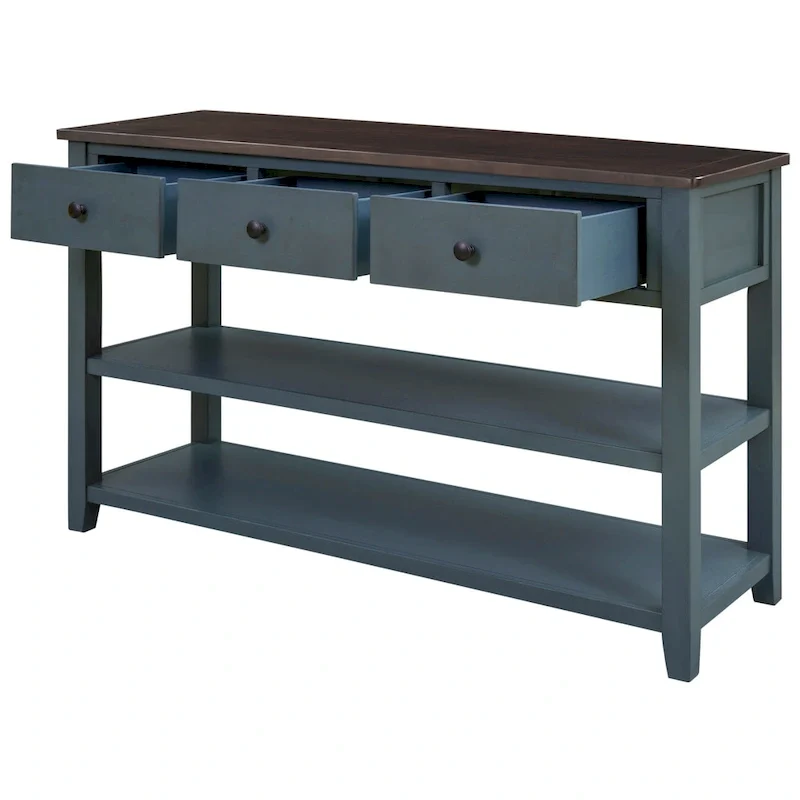 Retro Design Console Table with Two Open Shelves
