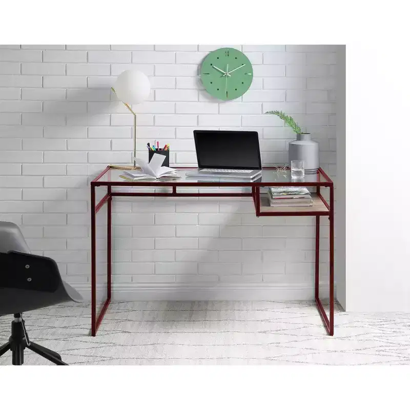 Writing Desk Red/Glass
