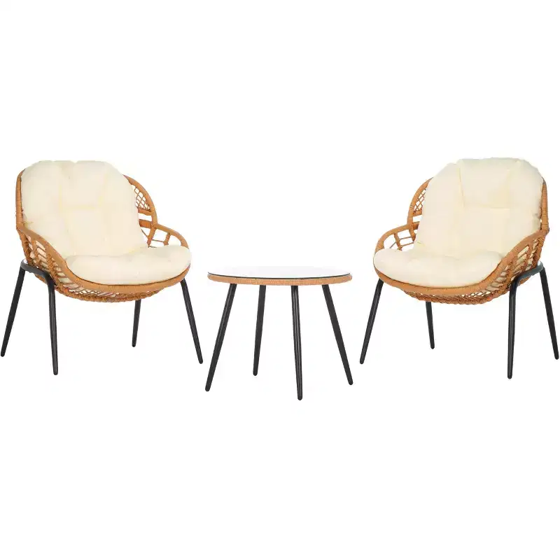 Mott 3 Piece Patio Set - Indoor/Outdoor - PAT9045 - Natural/Beige - Safavieh