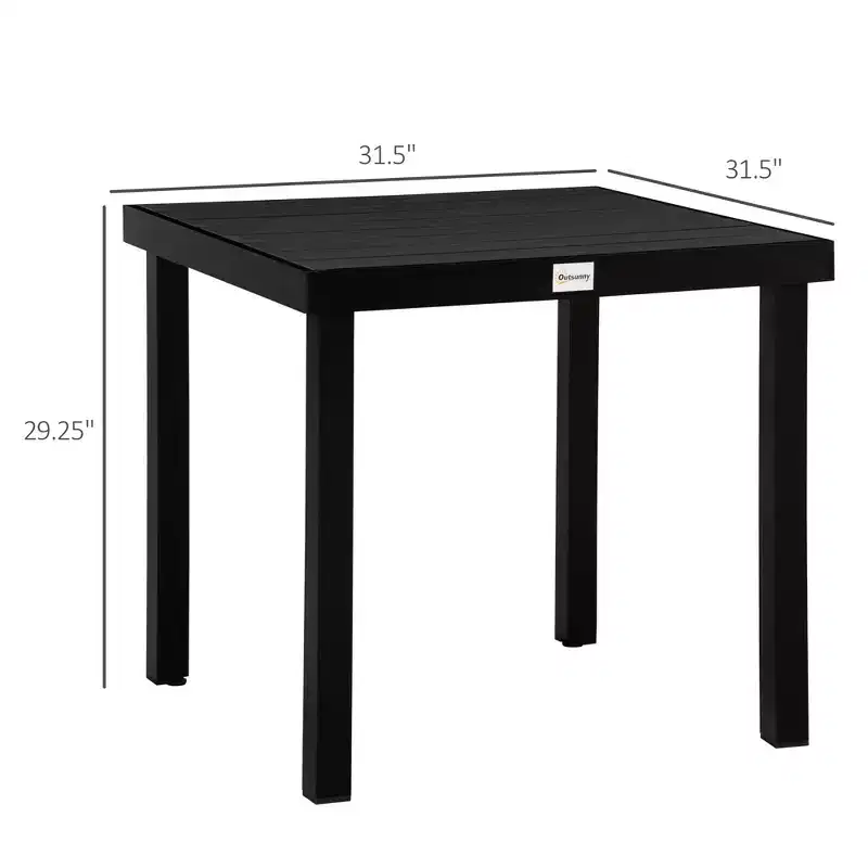 Patio Dining Table for 4, Rectangular Aluminum Outdoor Table for Garden Lawn Backyard, Black