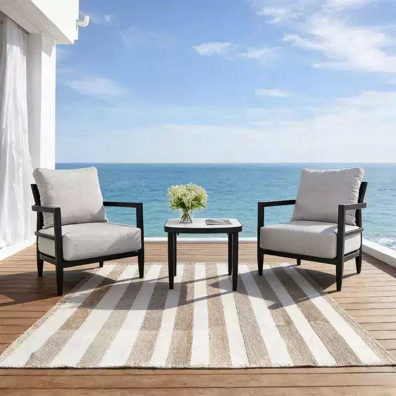 Christopher Knight Home Theresa Modern 3 Piece Outdoor Aluminum Seating Set with Sunbrella Cushions