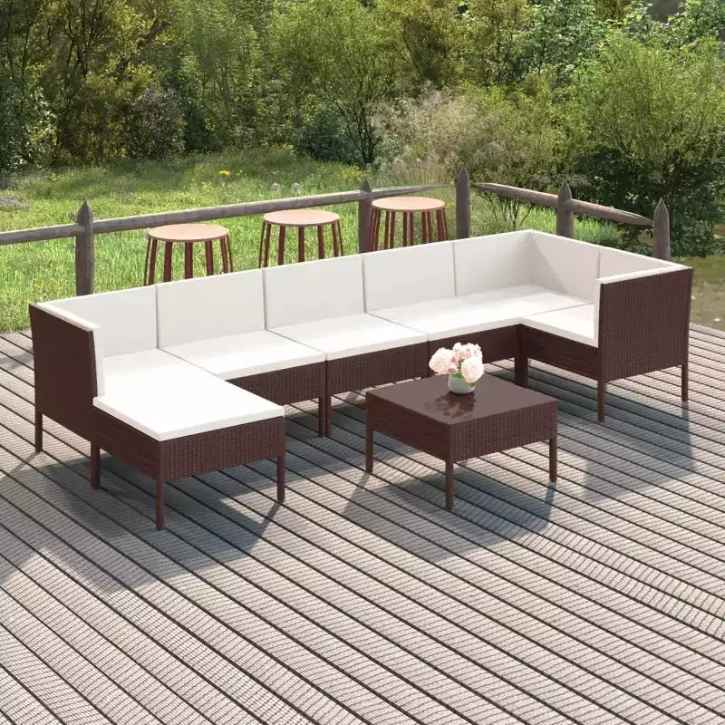 vidaXL Outdoor Lounge Set Brown PE rattan Large Removable Covers