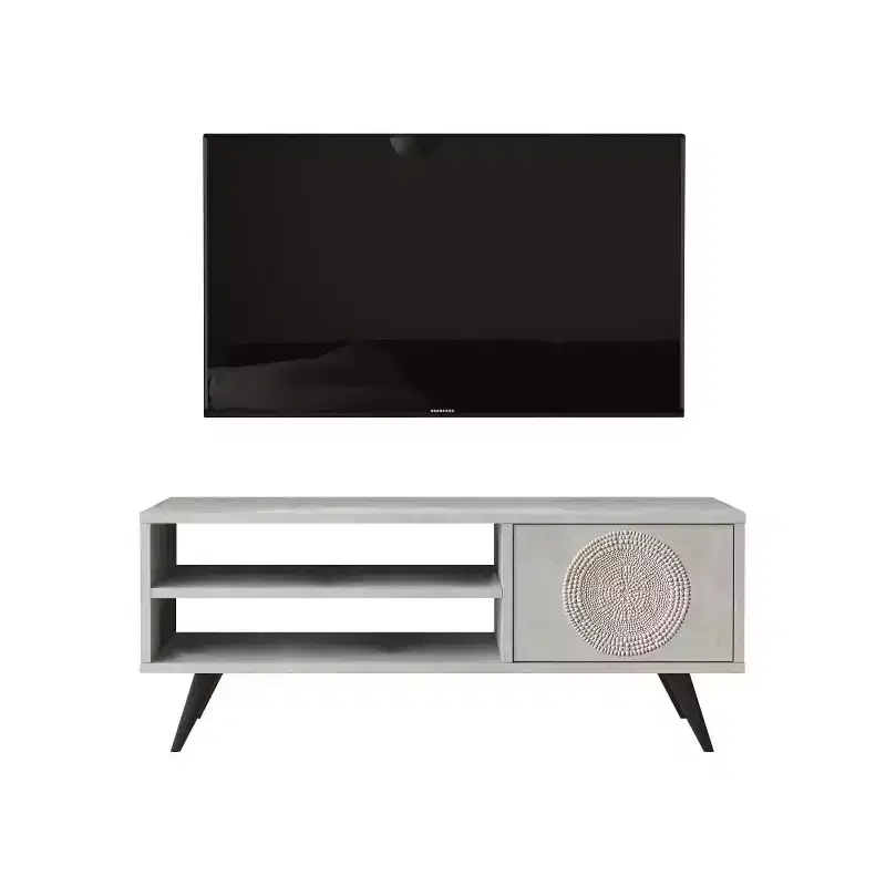 HomeStock Cloud TV Unit Wooden-Legged TV Stand 43 Inches Stone -Uv Print