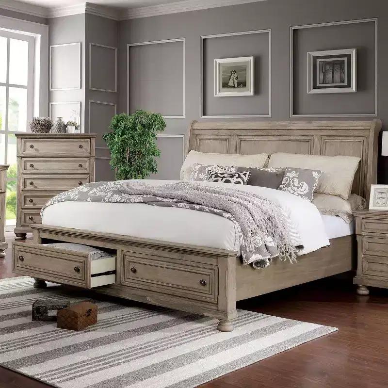 2pc Queen Bed and Chest Set Gray