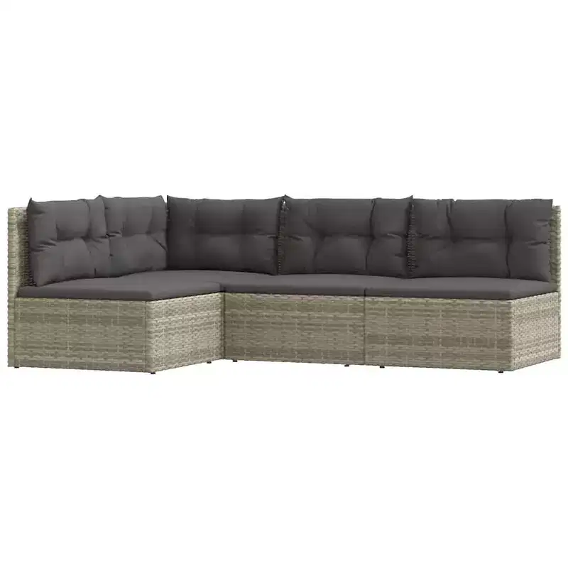 vidaXL Patio Furniture Set Garden Outdoor Lounge Set with Cushions Poly Rattan