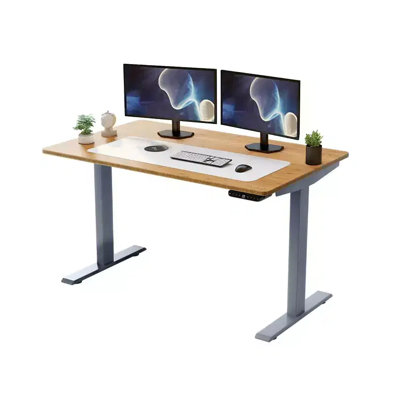 48"x30" Electric Standing Desk with Adjustability ( 26.1"-51.6") Natural Bamboo Gray - Uncaged Ergonomics