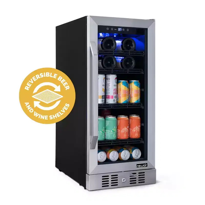 Newair 80-Can, 33-Bottle Built-in Stainless Steel Beverage Fridge - 15
