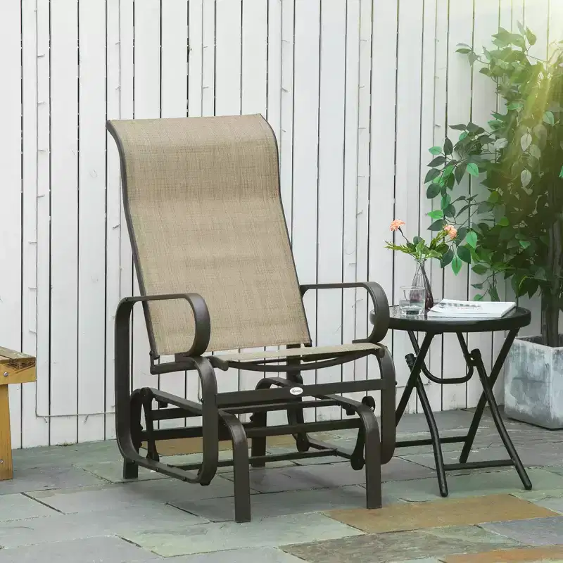 Gliding Lounger Chair, Single Rocker with Lightweight Metal & Mesh Construction