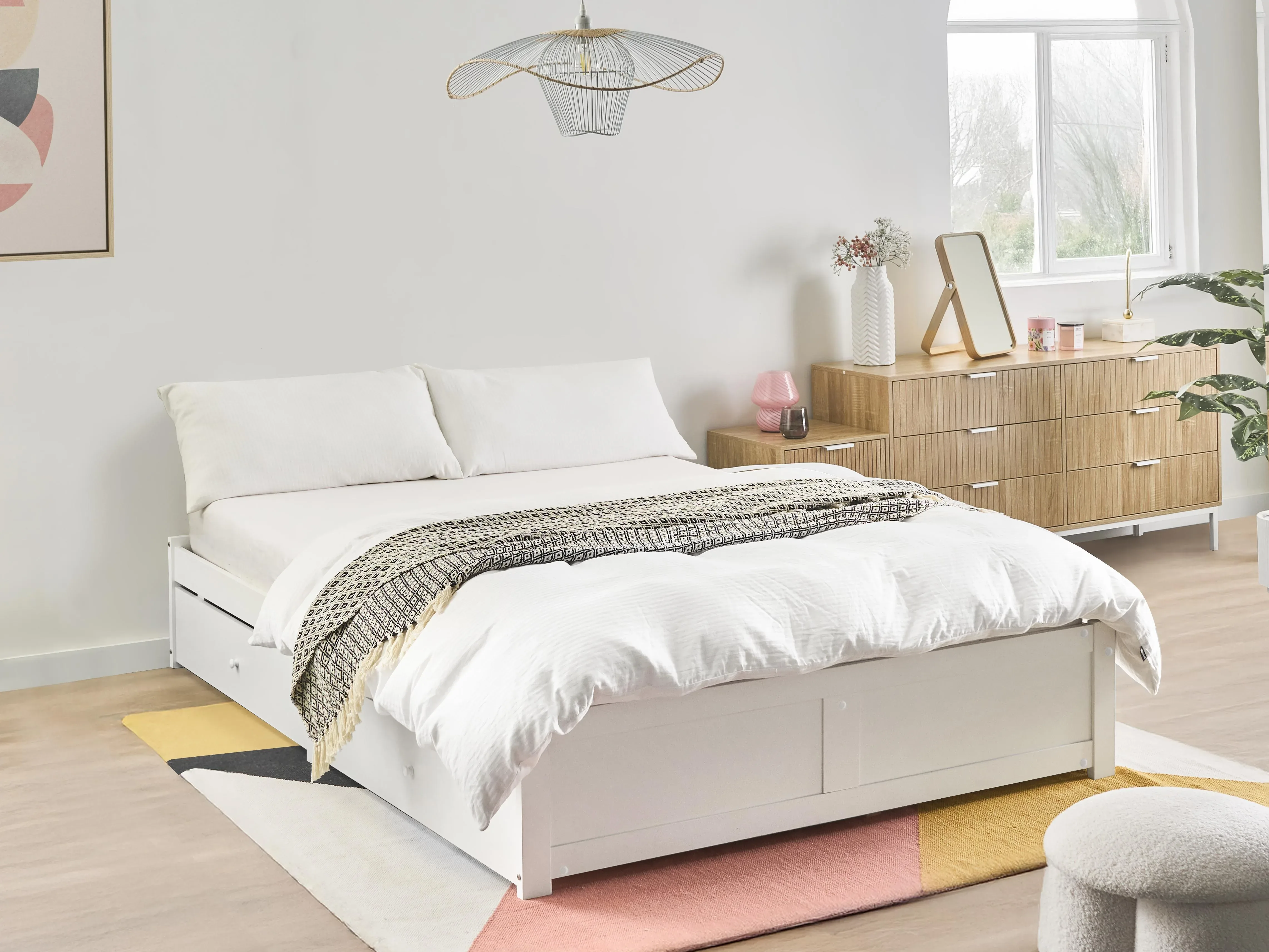 Letto con cassetti contenitore senza testata  160 x 200 cm Bianco