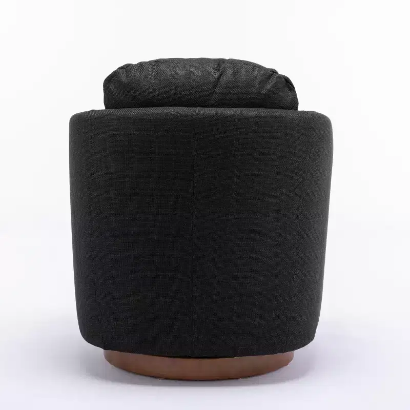 Sofa Chair, Swivel Accent Chair With Cushion, Solid Wood Round Bottom Legs, 360-Degree Armchair Swivel Chairs black