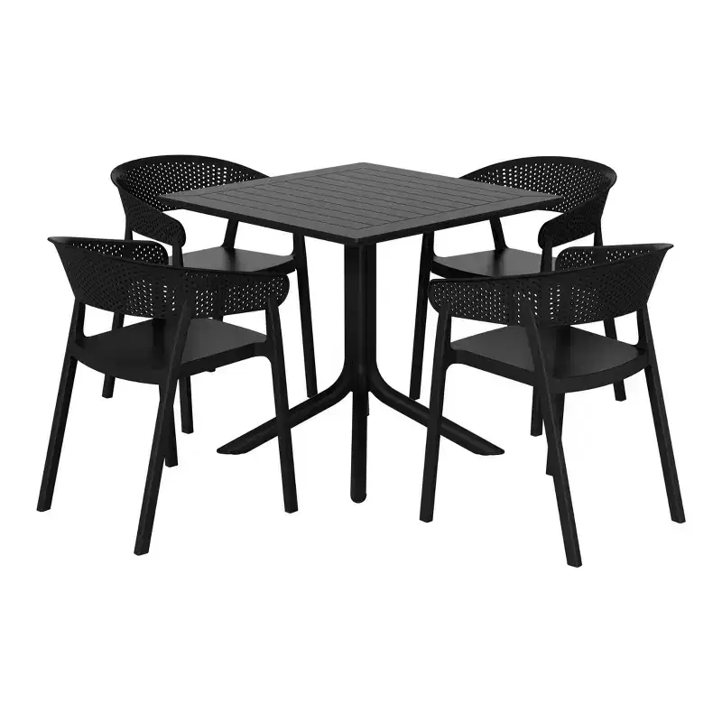 WestinTrends Playa 5-Piece Outdoor Resin Square Patio Dining Table Set with Stackable Patio Dining Chairs
