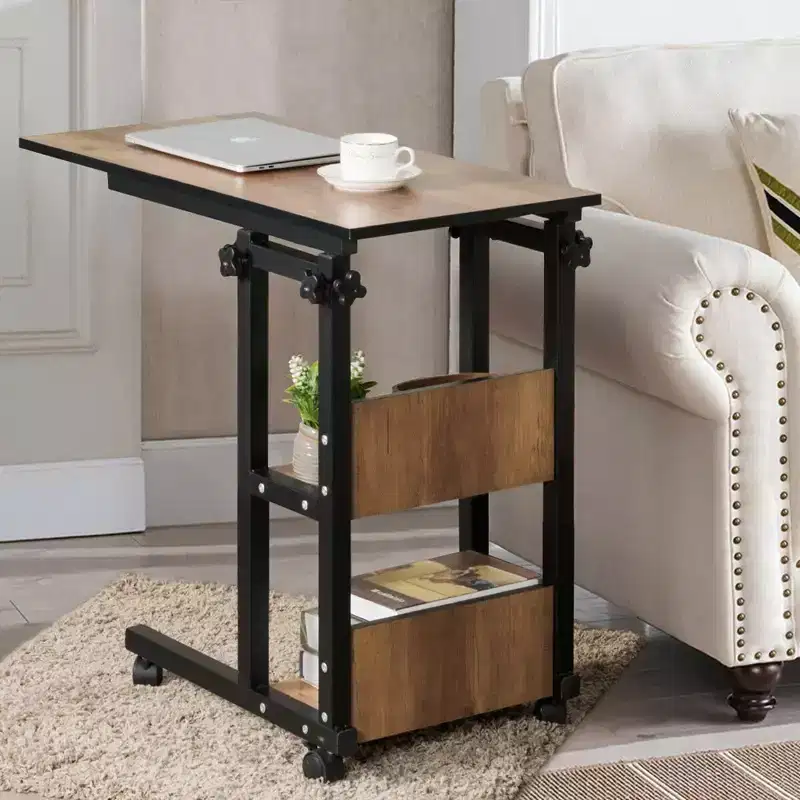 Costway C-Shape Mobile Snack End Side Sofa Laptop Table W/Rolling Cart Height Adjustable
