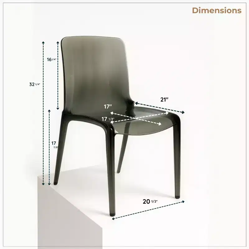 Clear Acrylic Dining Chair Set of 2 Stackable Waterfall Edge Lightweight 275 lbs