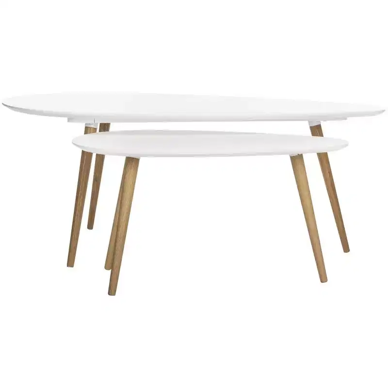 Split Coffee Table Set of 2 - White/Oak