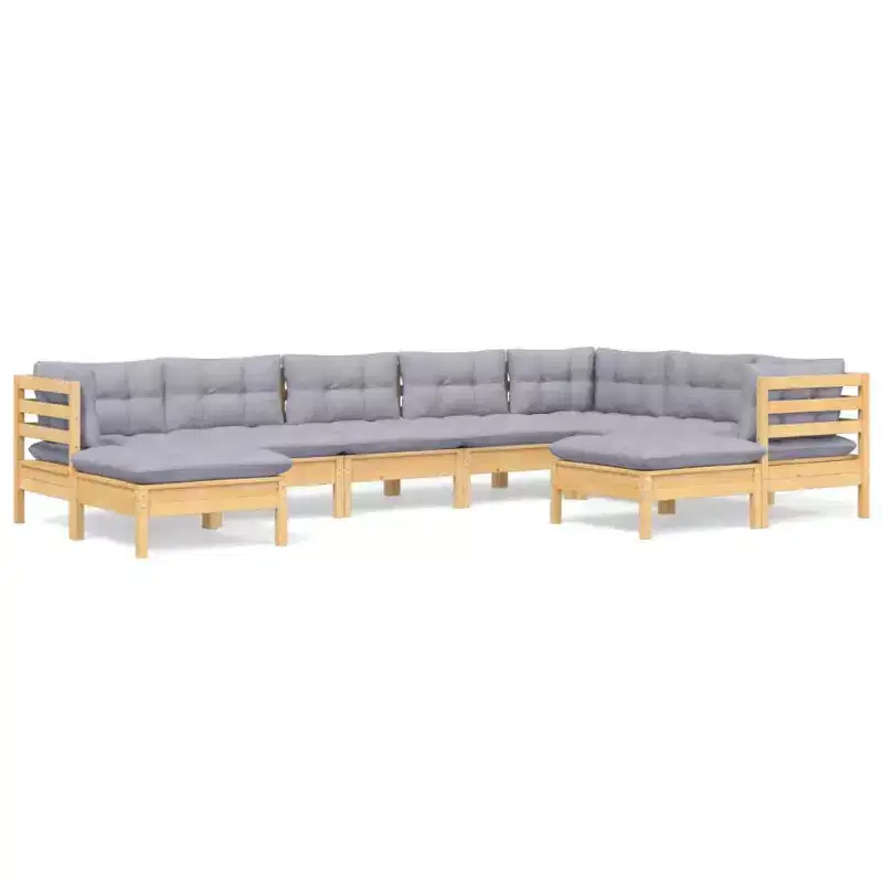vidaXL Modular Patio Lounge Set with Cushions and Solid Pinewood