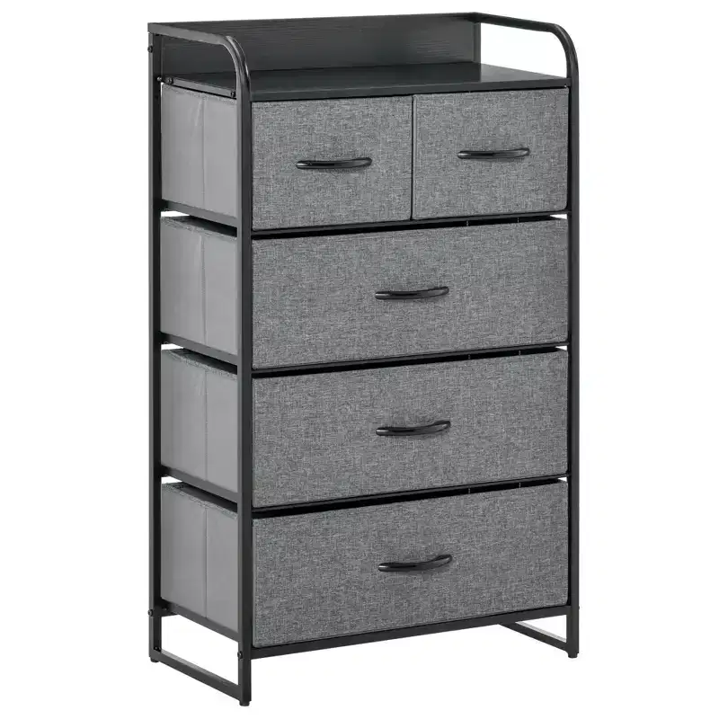 5-Drawer Fabric Dresser Tower with Steel Frame