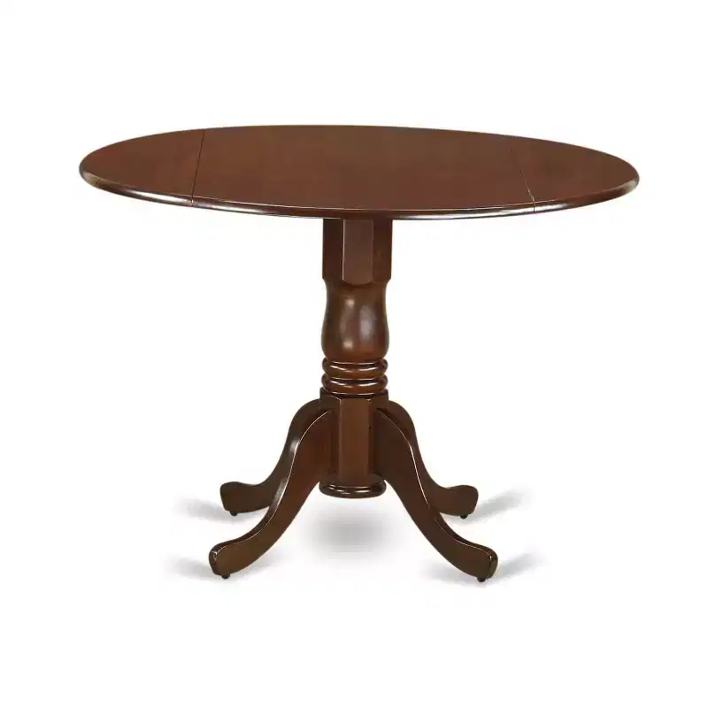 3-Piece Mahogany Finish Solid Wood Top-Round Upholstered Dining Room - Seats 4