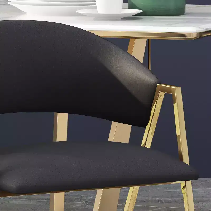 Okak Set of 2 Modern Dining Chairs, Fabric Dining Room Chairs, Upholstered Kitchen Side Chairs with Curved Backrest & Metal Frame