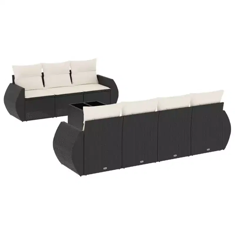 vidaXL Garden Sofa Set Black Poly Rattan Large Modular Garden Sofa Set